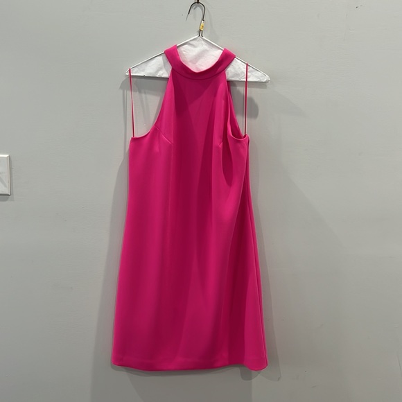 Trina Turk NWT Bright Pink Wanderlust Crepe Halter Cocktail Dress - Picture 2 of 4